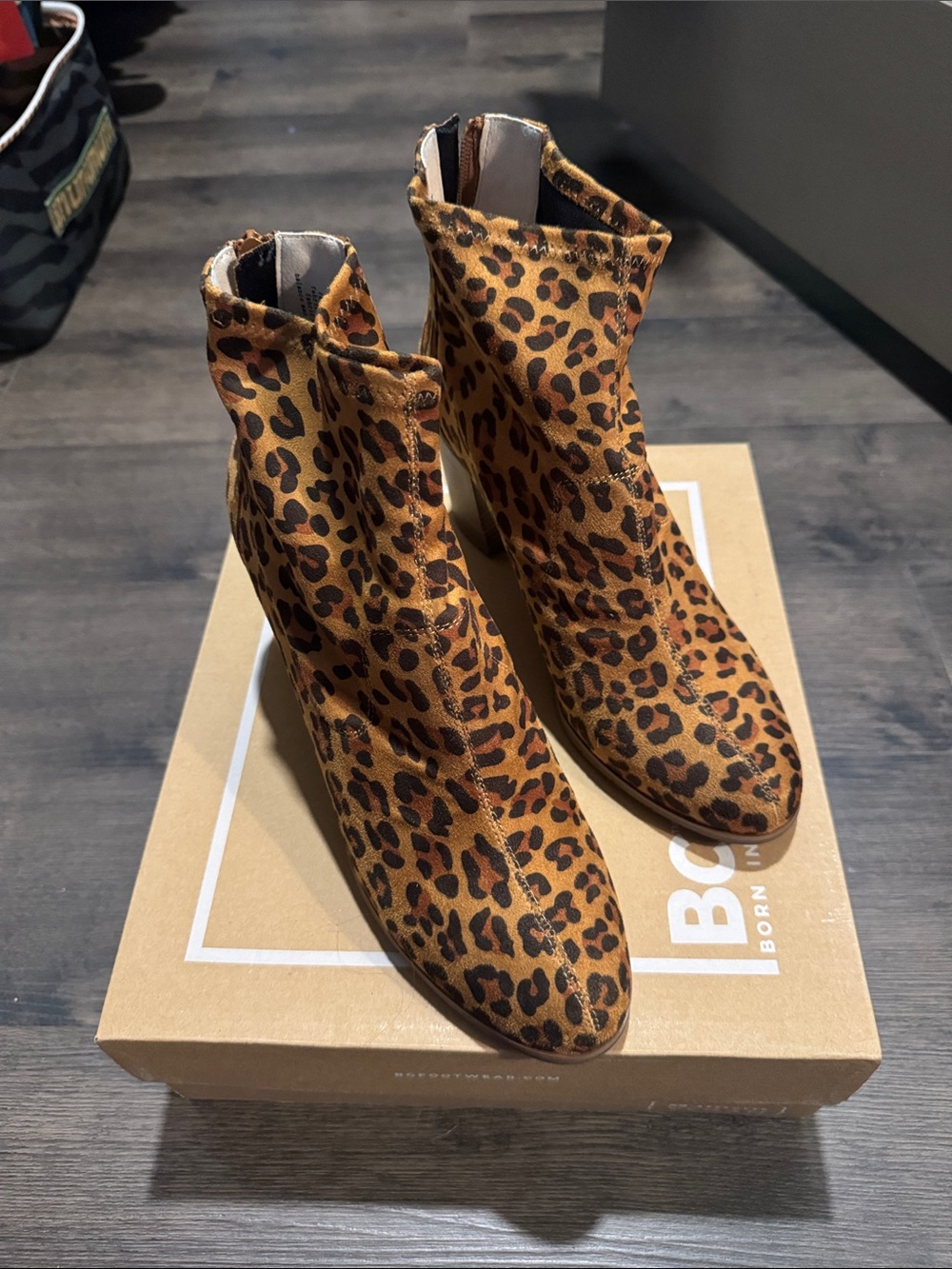 BC Footwear Leopard Print Ankle Booties in Brown and Black